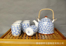 景德镇精品陶瓷 7头提梁壶茶具套装 一件起批 红碎花价格 厂家 图片